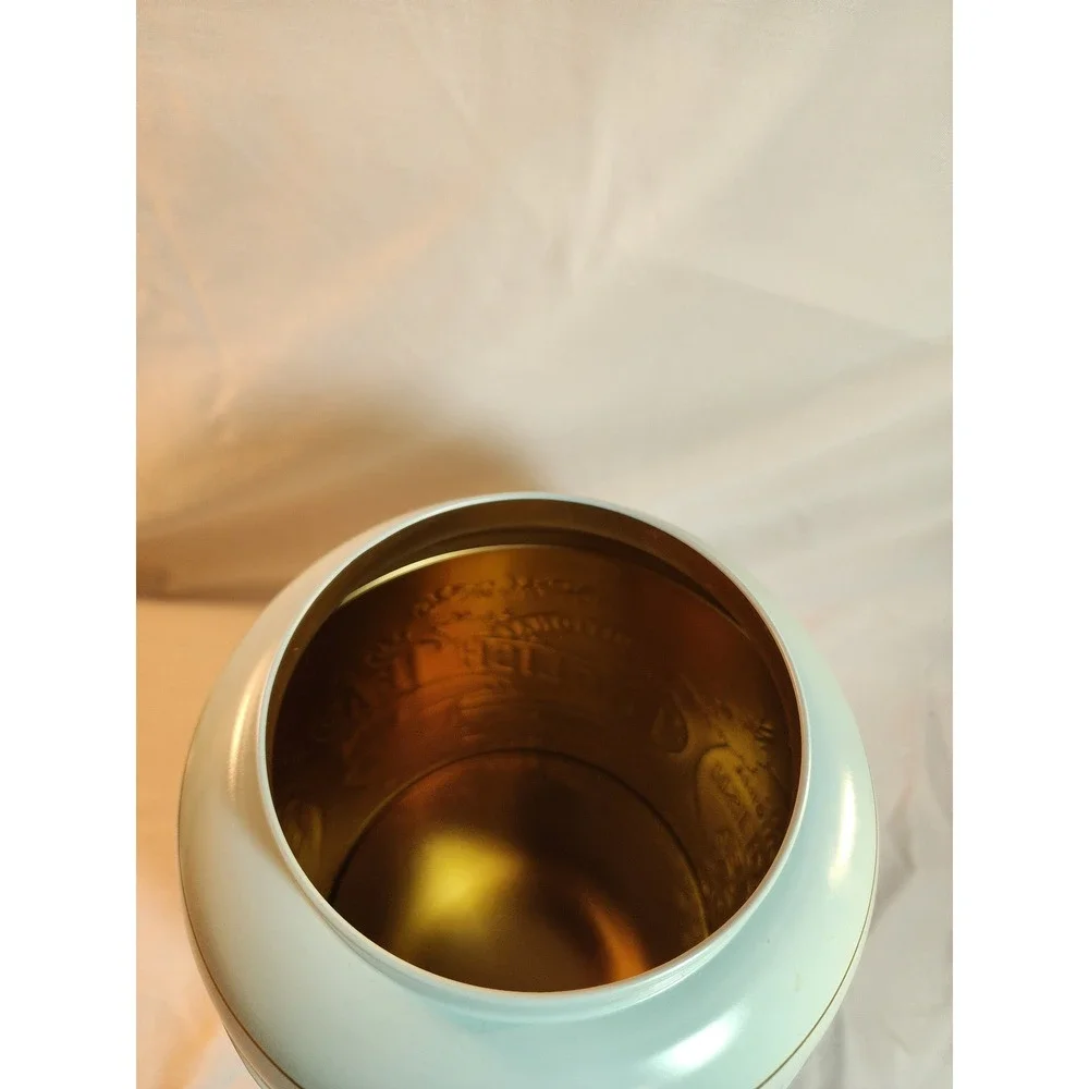 New English Teas‎ Vintage Tea Caddy Tin Forget Me Not Blue Large Empty